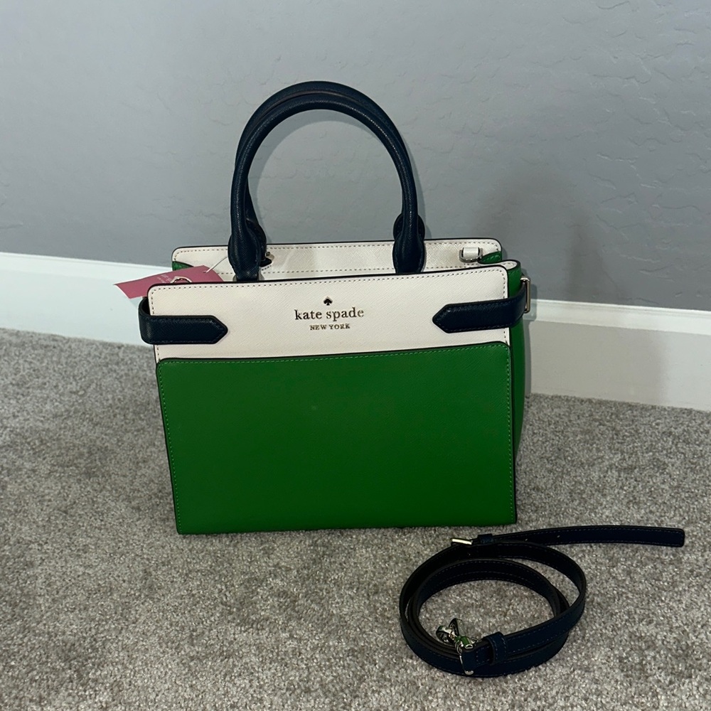 Kate Spade Green and Cream Satchel - Picture 2 of 6